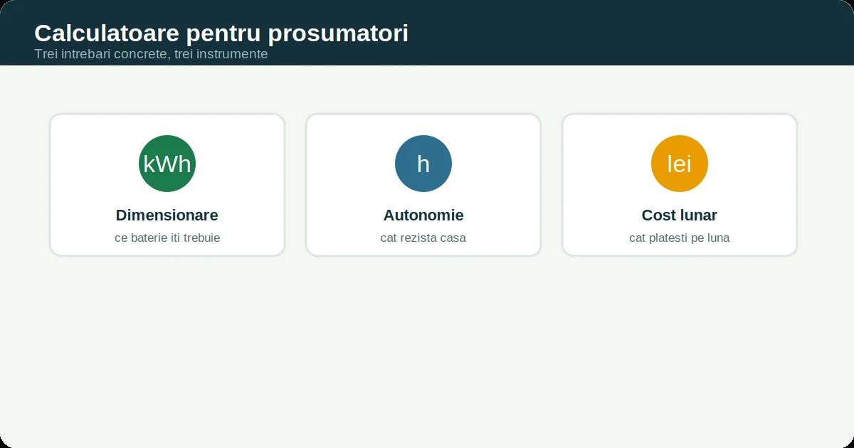 Calculatoare energie: Cele trei calculatoare pentru prosumatori: dimensionare, autonomie și cost