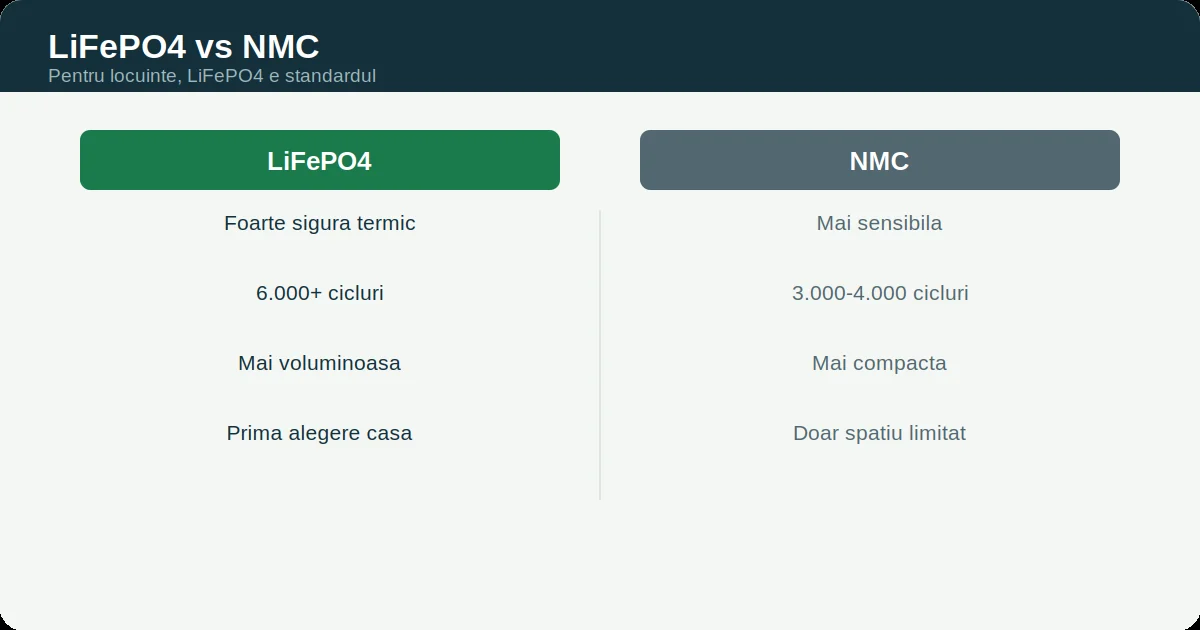 Comparație LiFePO4 vs NMC pe siguranță, durată și densitate