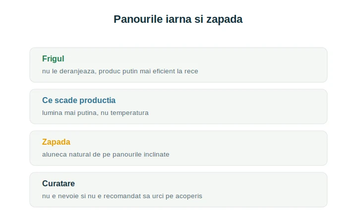 Panouri fotovoltaice iarna și zăpada: cum se comportă, explicat