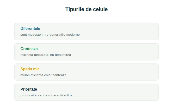 Tipuri celule panouri fotovoltaice: ce contează practic la alegere